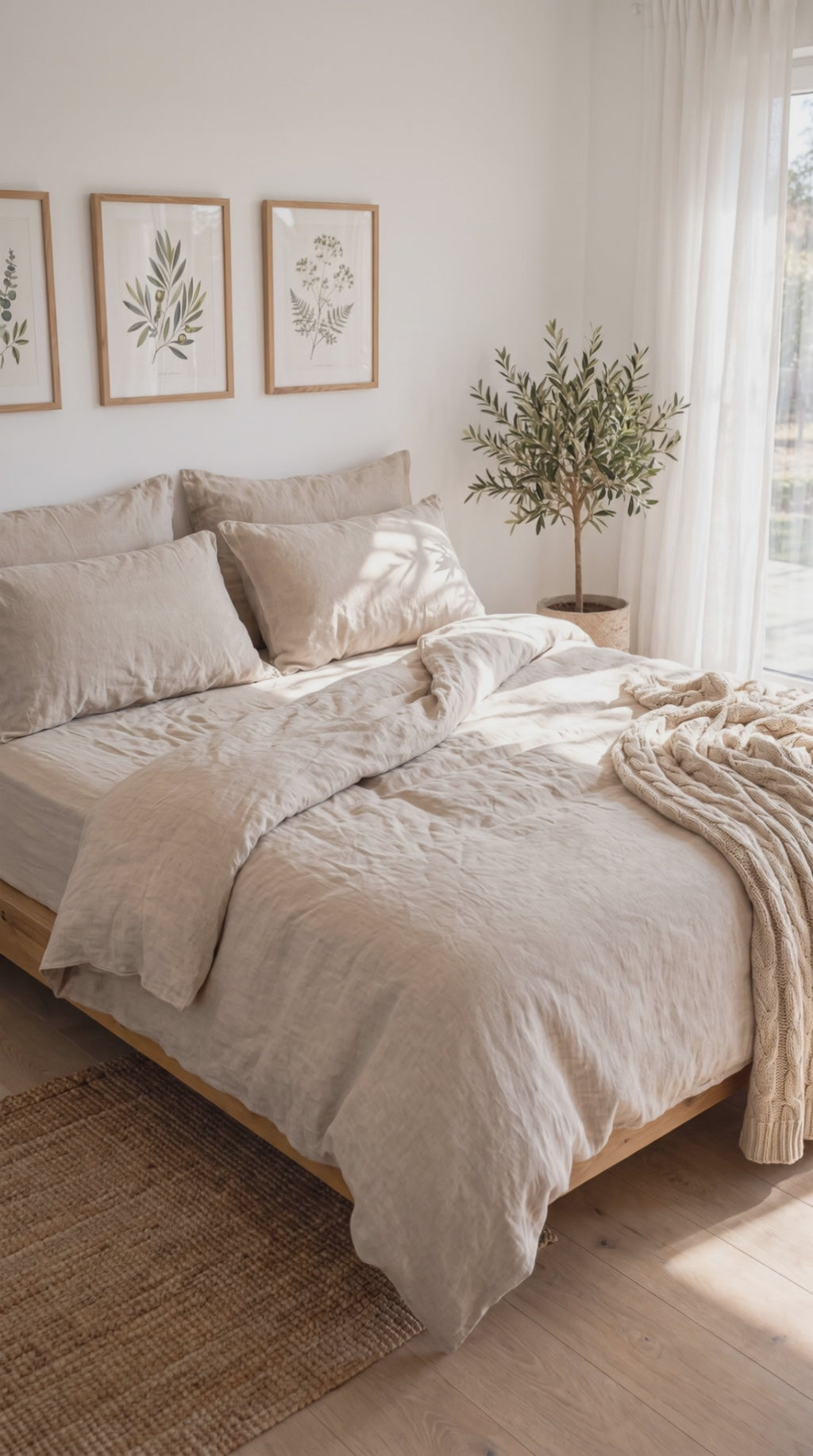 Stonewashed Cotton 4-Piece Bedding Set - Oat