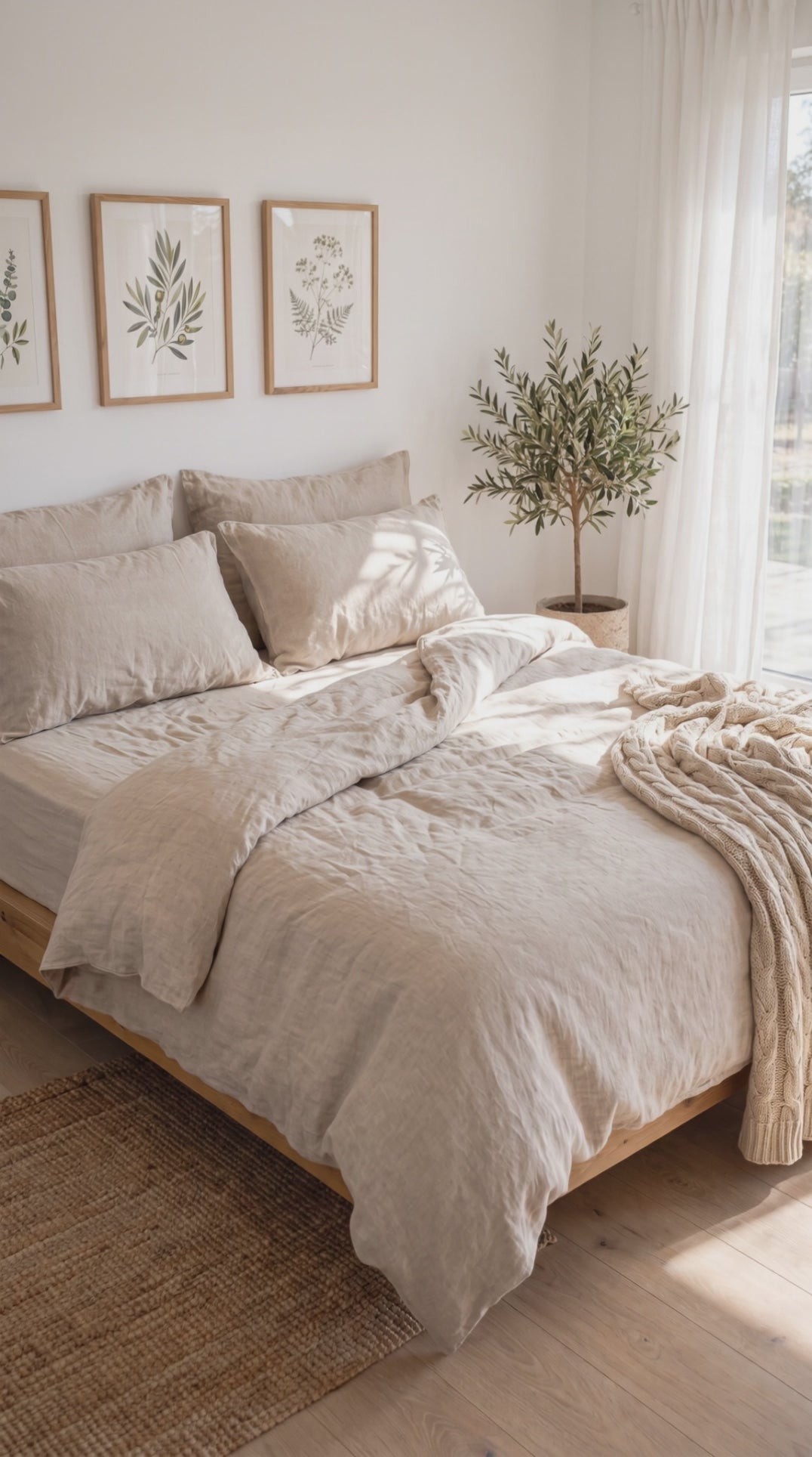 Stonewashed Cotton 4-Piece Bedding Set - Oat
