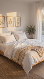 Stonewashed Cotton 4-Piece Bedding Set - White