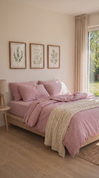 Stonewashed Cotton 4-Piece Bedding Set - Dusty Pink