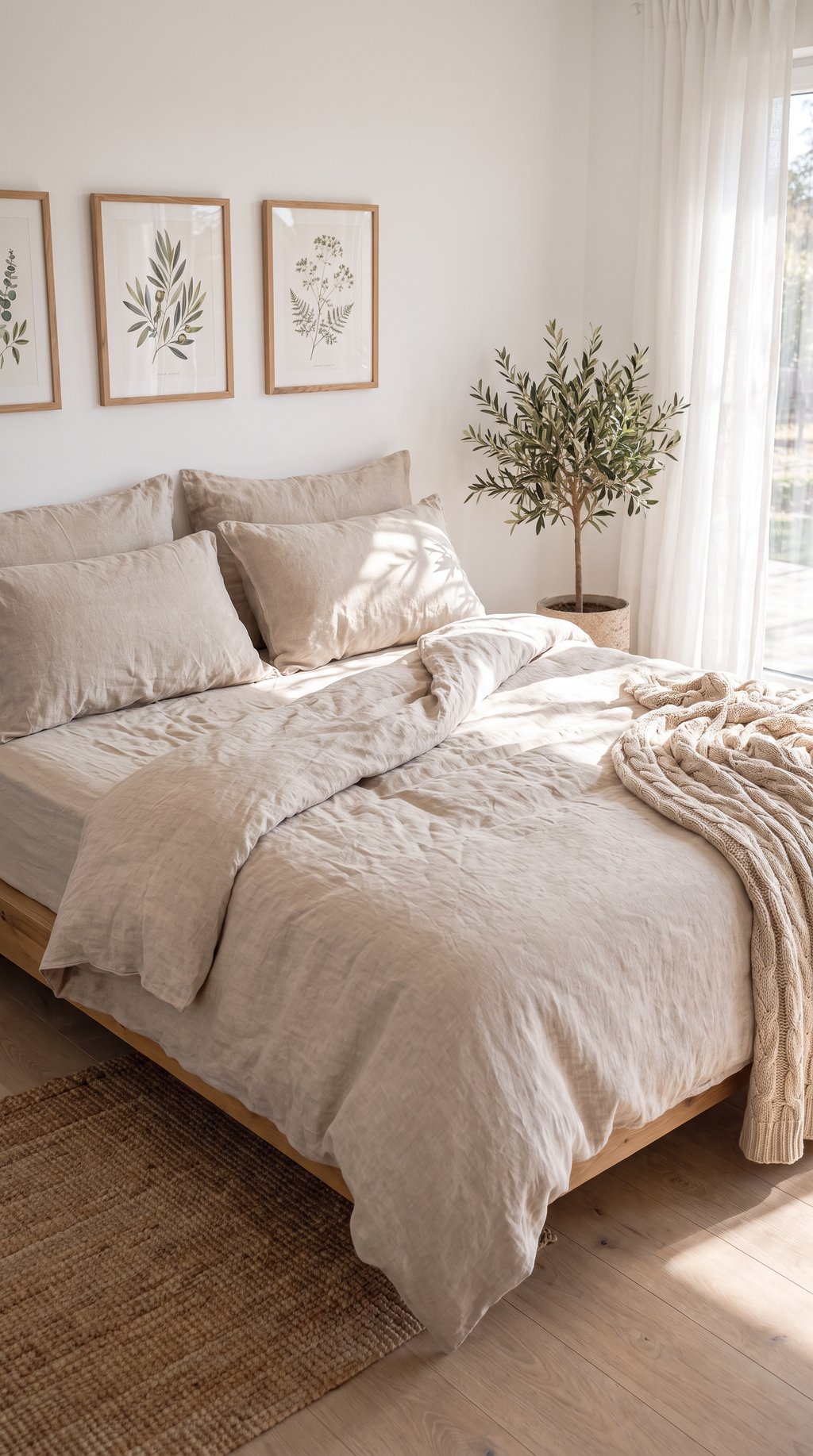 Stonewashed Cotton 4-Piece Bedding Set - Oat