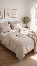 Stonewashed Cotton 4-Piece Bedding Set - Oat
