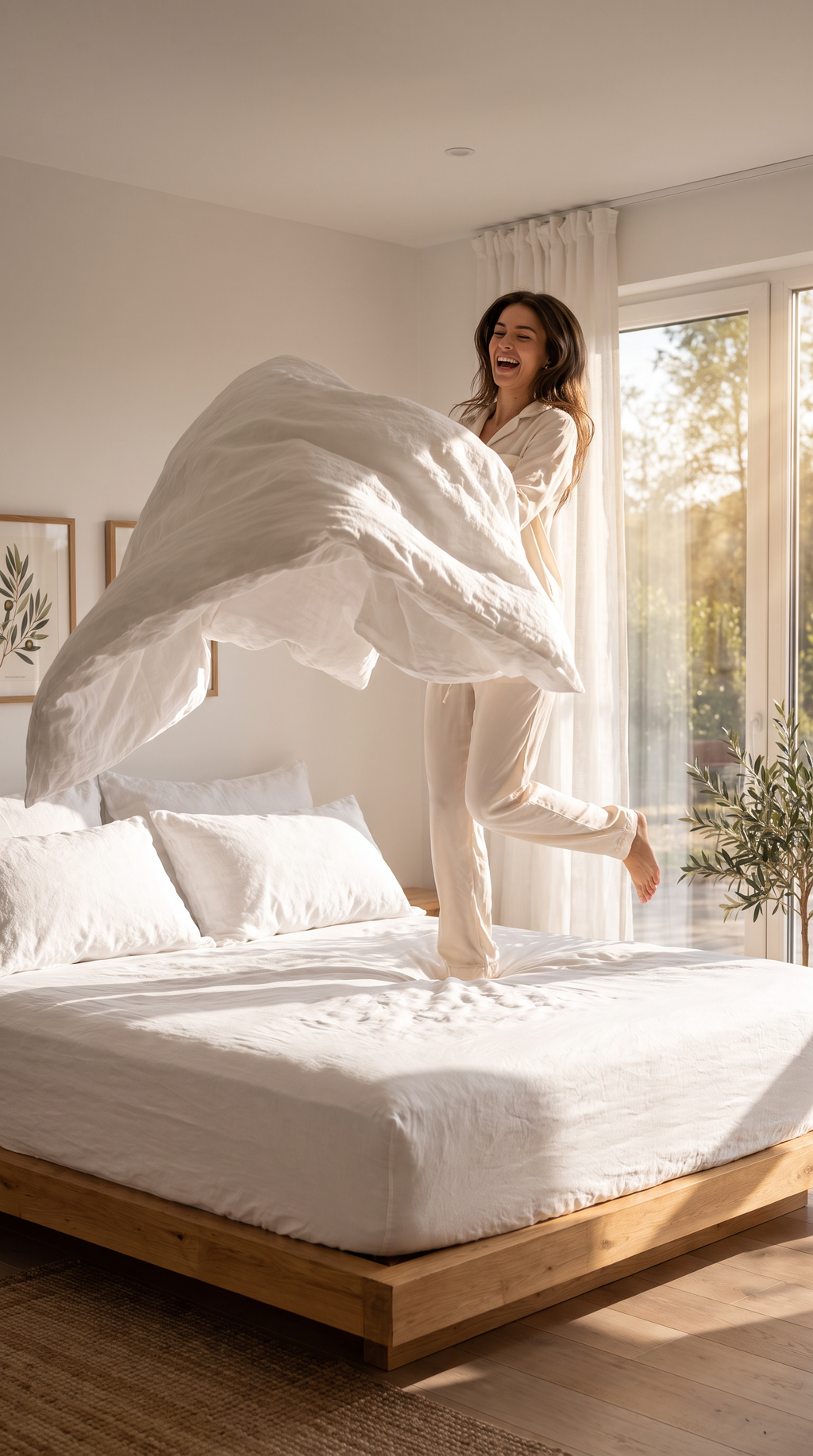 Stonewashed Cotton 4-Piece Bedding Set - White