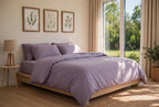 Stonewashed Cotton 4-Piece Bedding Set - Lavender