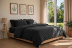Stonewashed Cotton 4-Piece Bedding Set - Black