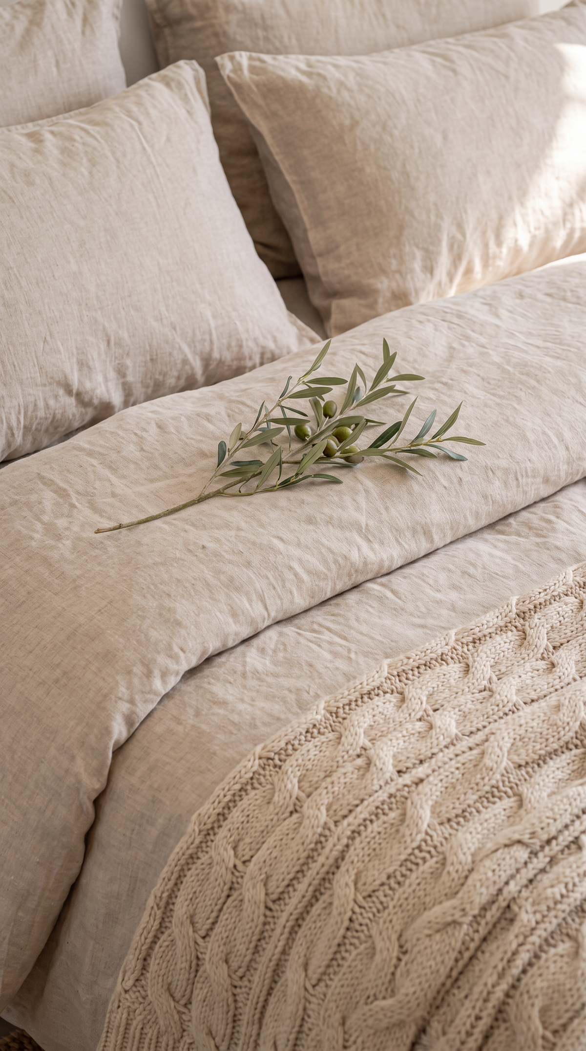 Stonewashed Cotton 4-Piece Bedding Set - Oat